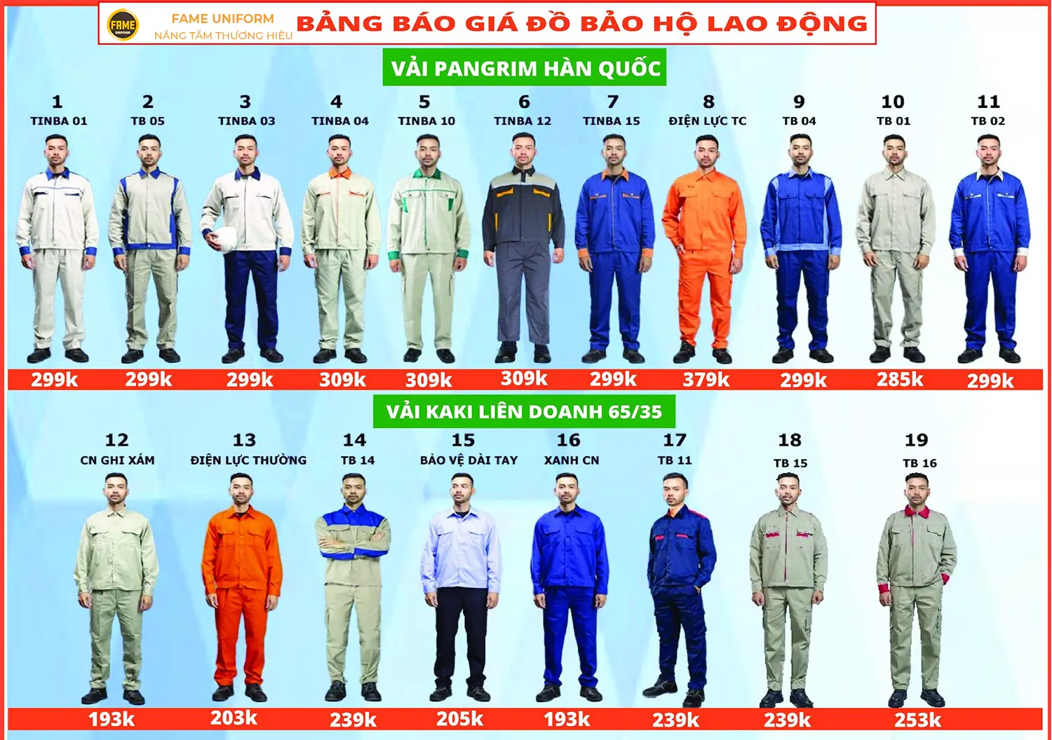 Bảng giá nay đồng phục bảo hộ lao động tại Đà Nãng