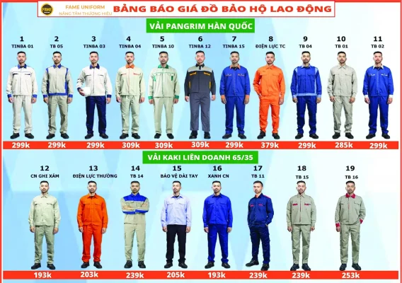 Bảng giá may đồng phục