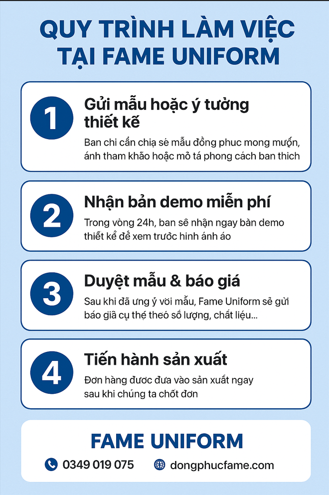 May Áo Thun Đồng Phục Tại Đà Nẵng Giá Rẻ 2025 13 Quy trình làm việc tại FAME